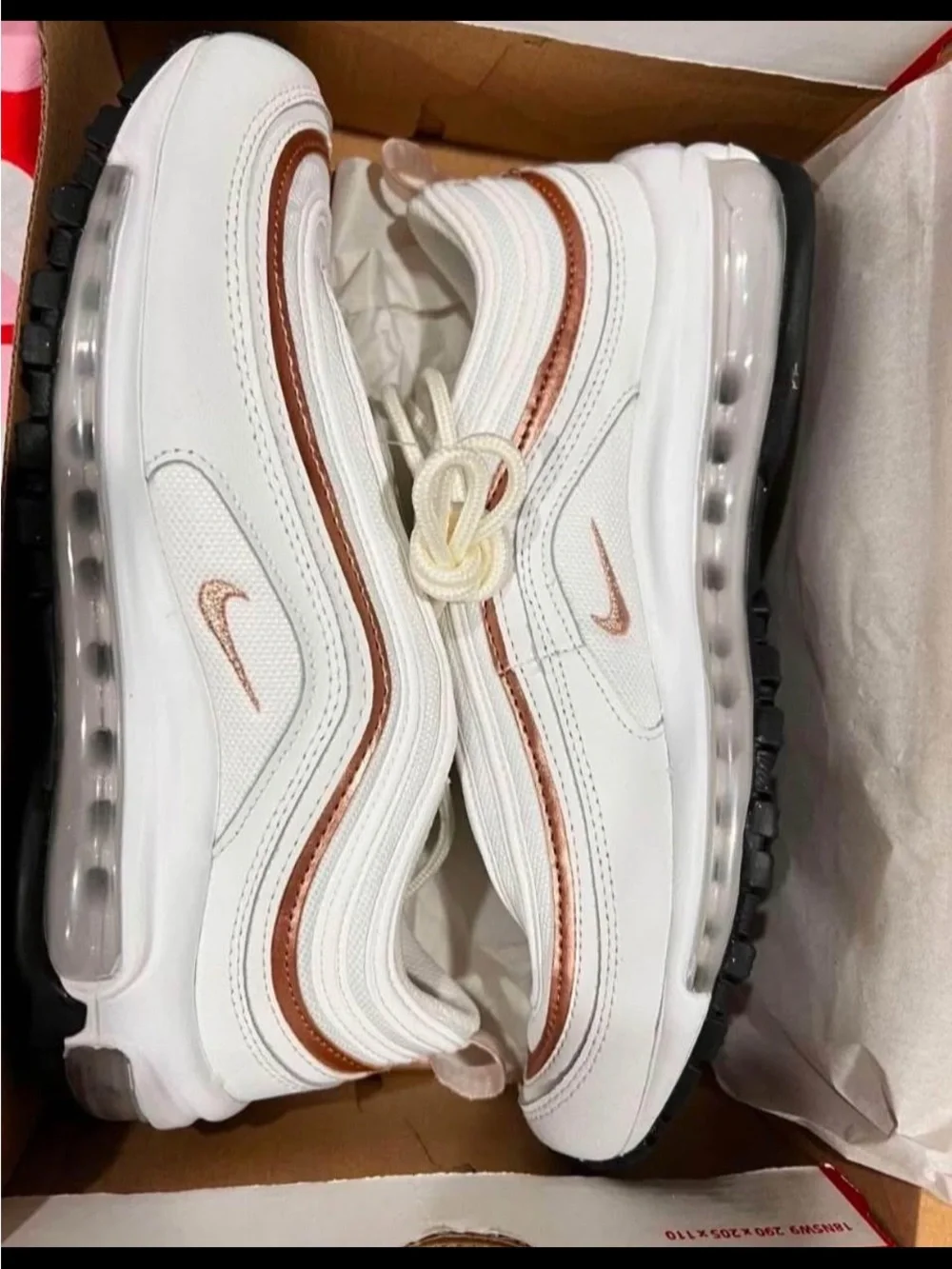 Nike Kids Air Max 97 in White and Rose Gold Accent